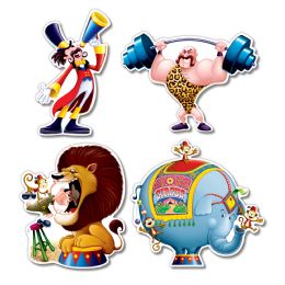 12 Pieces Circus Cutouts Prtd 2 Sides - Hanging Decorations & Cut Out