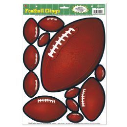 12 Pieces Football Clings - Hanging Decorations & Cut Out