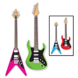 12 Wholesale Guitar Cutouts Prtd 2 Sides W/different Colors