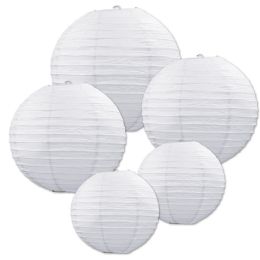 6 Pieces Paper Lantern Assortment White; 2-6 , 2-8 , 1-9.5 - Hanging Decorations & Cut Out