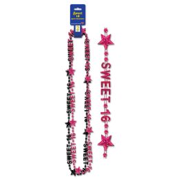 12 Pieces Sweet 16 Beads-Of-Expression - Party Necklaces & Bracelets