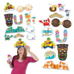 12 Pieces Luau Photo Fun Signs - Hanging Decorations & Cut Out