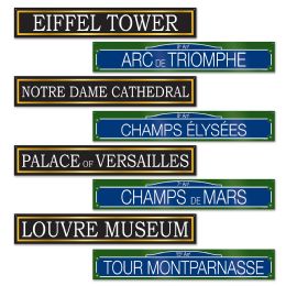 12 Pieces French Street Sign Cutouts - Hanging Decorations & Cut Out