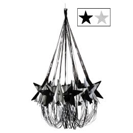 6 Pieces Star Chandelier Black & Silver; Assembly Required - Hanging Decorations & Cut Out