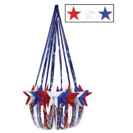 6 Pieces Star Chandelier Red, White, Blue; Assembly Required - Hanging Decorations & Cut Out