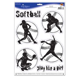 12 Pieces Softball Peel 'N Place - Hanging Decorations & Cut Out