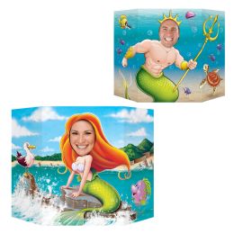 6 Wholesale Mermaid Photo Prop Prtd 2 Sides W/different Designs; 1 Side Mermaid/other Side King Neptune