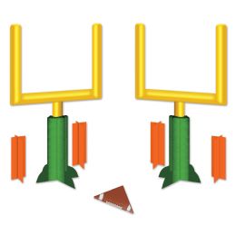 12 Pieces 3-D Football Goal Post Centerpieces 4 Pylons & 1 Football Included; Assembly Required - Party Center Pieces