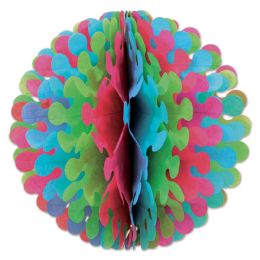12 Pieces Tissue Flutter Ball Cerise, Lt Green, Turquoise - Hanging Decorations & Cut Out