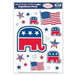12 Pieces Republican Peel 'N Place - Hanging Decorations & Cut Out