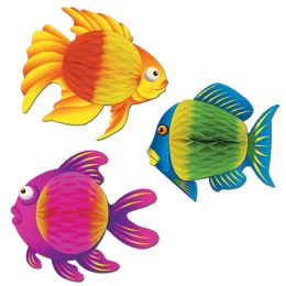 12 Pieces Color-Brite Tropical Fish - Hanging Decorations & Cut Out