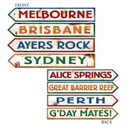 12 Pieces Australian Street Sign Cutouts - Hanging Decorations & Cut Out