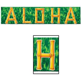 12 Wholesale Metallic Aloha Fringe Banner