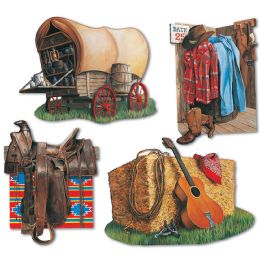 12 Wholesale Cowboy Cutouts Prtd 2 Sides