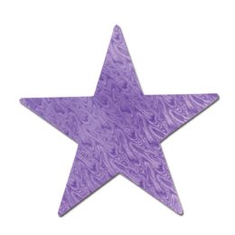 24 Wholesale Embossed Foil Star Cutout Purple; Foil 2 Sides