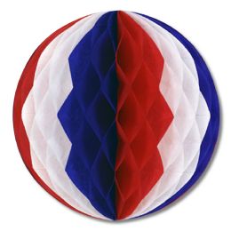 12 Pieces Pkgd Tissue Ball Red, White, Blue - Hanging Decorations & Cut Out