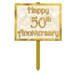 6 Pieces  50th  Anniversary Yard Sign - Hanging Decorations & Cut Out