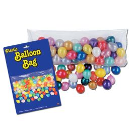 12 Wholesale Plastic Balloon Bag W/100 Balloons No Retail Packaging