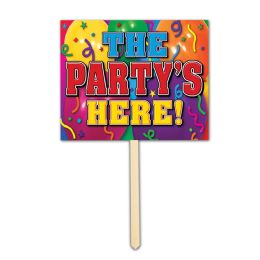 6 Pieces The Party's Here! Yard Sign - Hanging Decorations & Cut Out