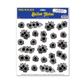 12 Pieces Bullet Holes Peel 'N Place - Hanging Decorations & Cut Out