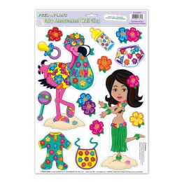 12 Pieces Hula Baby Peel 'N Place - Hanging Decorations & Cut Out