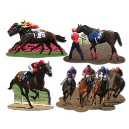 12 Wholesale Horse Racing Cutouts Prtd 2 Sides