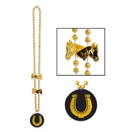 12 Pieces Beads w/Horseshoe Medallion - Party Necklaces & Bracelets