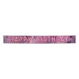 6 Wholesale Metallic Happy Birthday Banner Pink W/silver Gltrd Pink Ltrs
