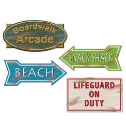 12 Pieces Beach Sign Cutouts - Hanging Decorations & Cut Out