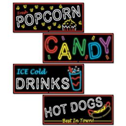 12 Pieces Neon Food Sign Cutouts - Hanging Decorations & Cut Out
