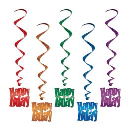 6 Pieces Happy Birthday Whirls - Streamers & Confetti