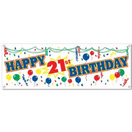 12 Wholesale Happy  21st  Birthday Sign Banner AlL-Weather; 4 Grommets