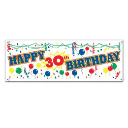 12 Pieces Happy  30th  Birthday Sign Banner - Party Banners