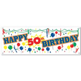 12 Pieces Happy  50th  Birthday Sign Banner - Party Banners