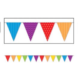 12 Pieces Dots & Stripes Pennant Banner - Party Banners