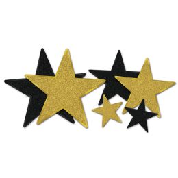 12 Pieces Glittered Foil Star Cutouts - Hanging Decorations & Cut Out