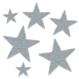 12 Pieces Glittered Foil Star Cutouts - Hanging Decorations & Cut Out