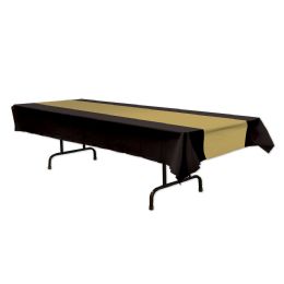 12 Wholesale Black & Gold Tablecover Plastic