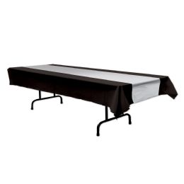 12 Wholesale Black & Silver Tablecover Plastic