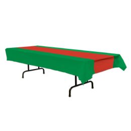 12 Wholesale Red & Green Tablecover Plastic