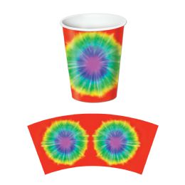 12 Pieces Tie-Dyed Beverage Cups - Party Paper Goods