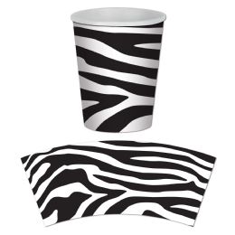 12 Pieces Zebra Print Beverage Cups - Party Paper Goods