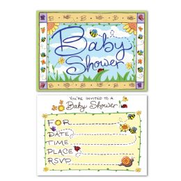 12 Pieces B Is For Baby Invitations Envelopes Included; Prtd 2 Sides - Invitations & Cards