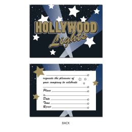 12 Bulk Hollywood Lights Invitations Envelopes Included; Prtd 2 Sides
