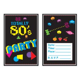 12 Pieces 80's Invitations Envelopes Included; Prtd 2 Sides - Invitations & Cards