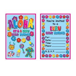 12 Wholesale Hula Baby Invitations Envelopes Included; Prtd 2 Sides