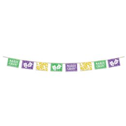 12 Wholesale Mardi Gras Picado Style Pennant Banner AlL-Weather; 8 Pennants/string