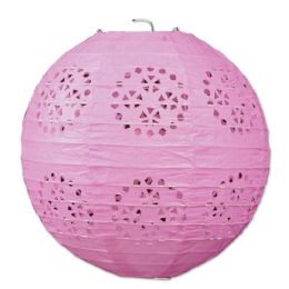 6 Pieces Lace Paper Lanterns Pink - Hanging Decorations & Cut Out