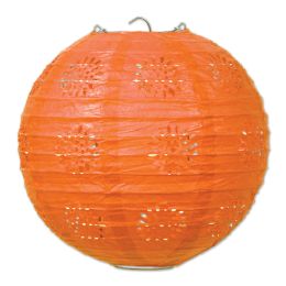 6 Wholesale Lace Paper Lanterns Orange