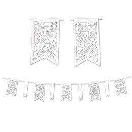 12 Pieces Die-Cut Mr & Mrs Pennant Banner - Party Banners